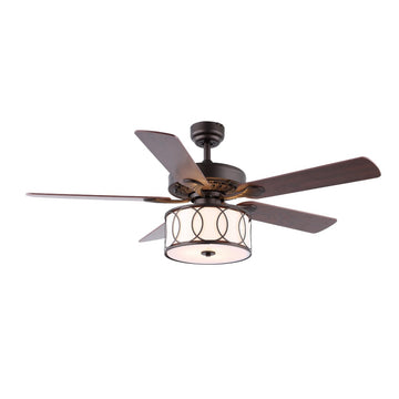 Circe 52" Transitional Glam Drum Shade LED Ceiling Fan With Remote - JONATHAN Y